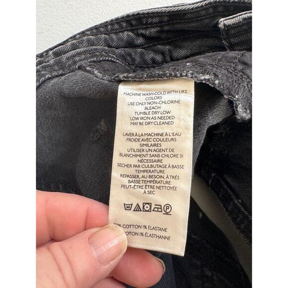 Pilcro Shorts Womens 25 Black Gray Denim MidRise Curved Hem Retro Daisy Dukes - Picture 12 of 15